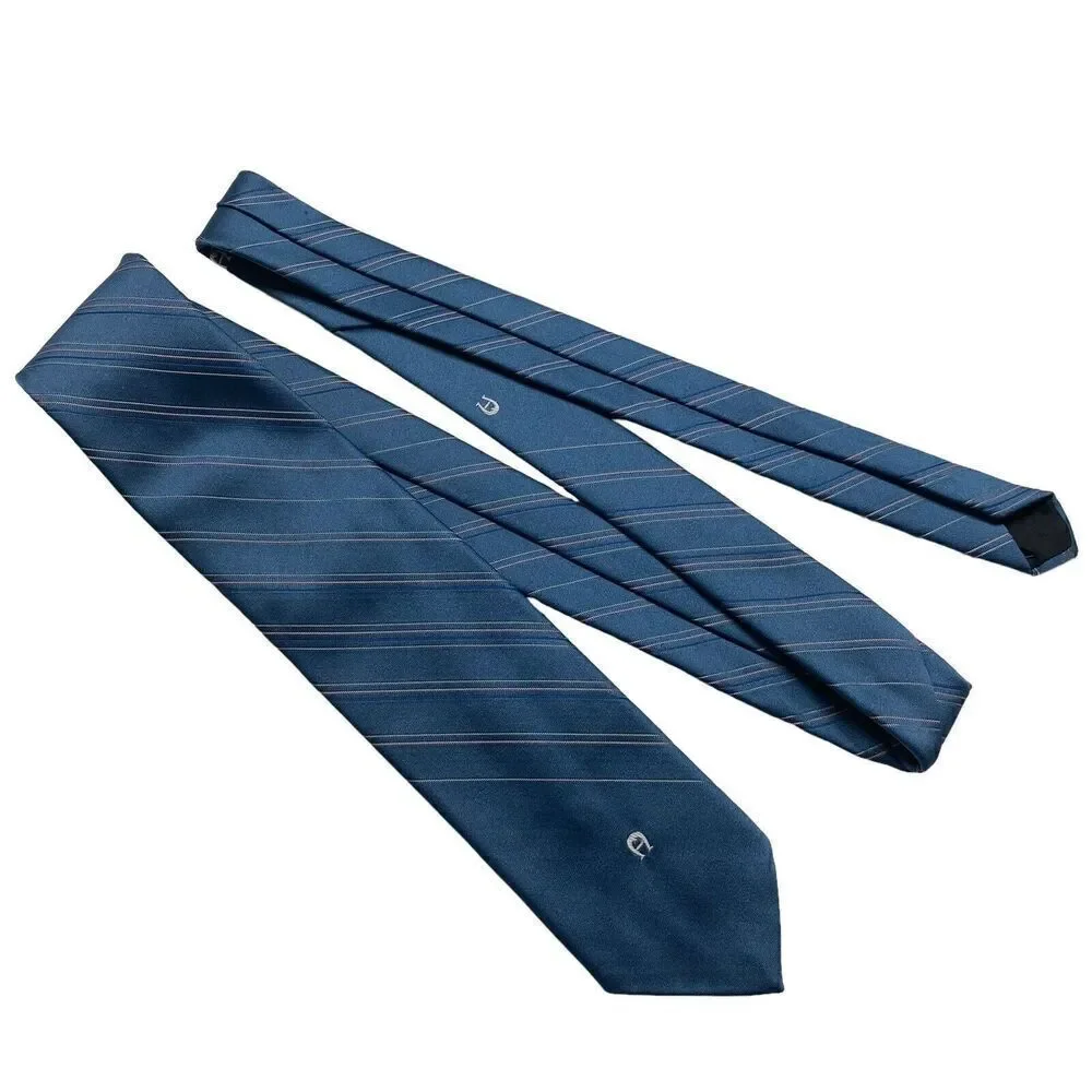 Vintage Etienne Aigner Necktie Mens Tie Silk Blue Striped Office Preppy